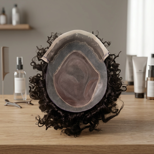 ท็อปเปอร์ผมแท้ Taz Hair BD แบบลูกไม้ด้านหน้า ผมเรมี่ ผมอินเดีย แบบหยิกฟู ฐานโมโน ความหนาแน่น 130% ดีไซน์กลางศีรษะ ปมมองไม่เห็น - Product Image 4