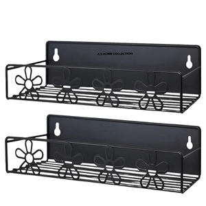 Ensemble classique de 2 étagères à épices en verre noir fini > Étagères et unités de rangement avec structure en métal à prix impressionnant - Product Image 1