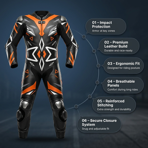 Traje de Motociclismo de Cuero de Invierno de Alta Calidad, Resistente al Viento, con Protección CE, Impermeable, Personalizado, Proveedor OEM/ODM - Product Image 4