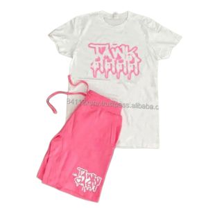 Conjuntos de Camiseta y Pantalones Cortos de Nailon de Alta Calidad 2026 para Hombre, Venta al Por Mayor, Conjunto Casual de Dos Piezas con Estampado Puff - Product Image 4