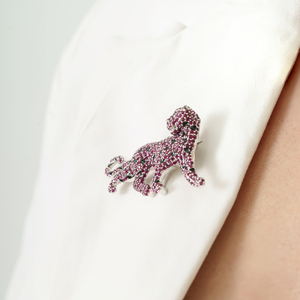 Pave Set Natural Ruby Gemstone Solid 925 Sterling <b>Silver</b> High Quality Classic Panther <b>Brooch</b> Pin Men Women Wedding Party Gift - Product Image 4