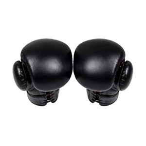 Gants d'entraînement de boxe noirs pour hommes et femmes, en cuir PU noir brillant, avec fermeture Velcro sécurisée pour le poignet - Product Image 3