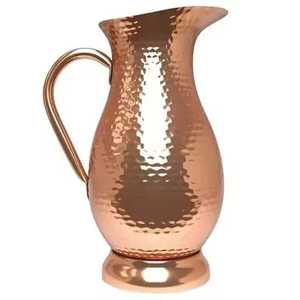 Pichet à eau en cuivre pur lisse avec couvercle Skies Traders, fait main, en métal, pour servir les boissons, vaisselle de table - Product Image 4