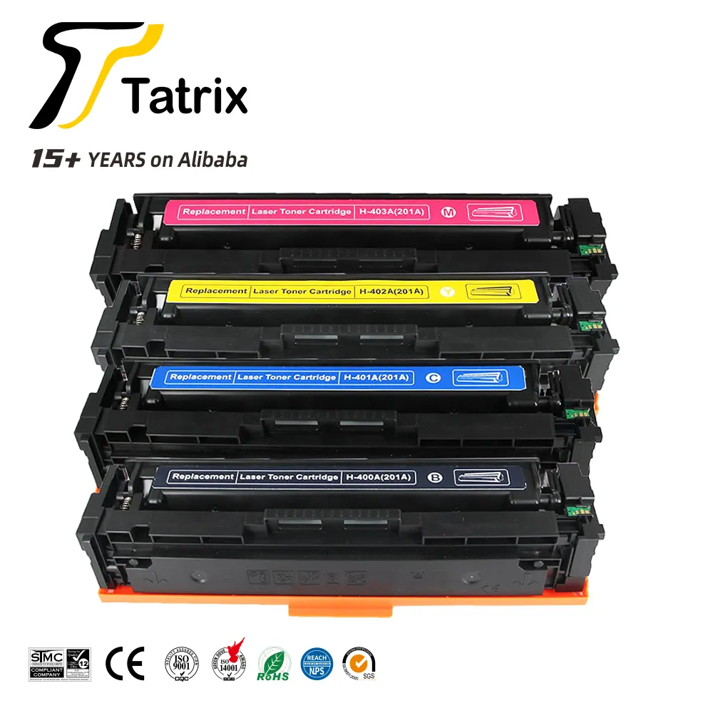 Tatrix 201a toner cf400a cf401a cf402a, produto cf403a, compatível com laser colorido, cartucho para impressora hp laserjet m252dn m252n
