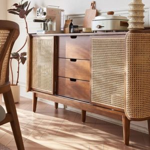 Handmade Natural Wood Sideboard <b>Cabinet</b> Solid Wood Storage Unit <b>Rustic</b> Wooden Buffet for Dining Room Living Room Home Furniture - Product Image 3