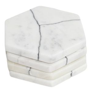 Sous-verres carrés en marbre blanc, lot de 4, sous-verres élégants pour la protection de la table, mariages, anniversaires et fêtes de déménagement - Product Image 2