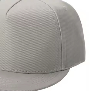 Gray 6-Panel Snapback Cap Unisex Cotton Flat Brim Casual <b>Hat</b> Adult Spring <b>Summer</b> Solid Color - Product Image 2