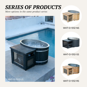 Moderna Bañera de Inmersión Fría de WPC Negra con Grifo de Drenaje y Revestimiento de Acero Inoxidable 304, Bañera Ovalada para Baño de Hielo con Enfriador Digital - Product Image 3