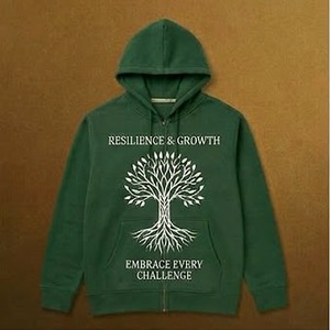 OEM Custom Forest Green Hoodie Embrace Every Challenge <b>Tree</b> Logo Winter Fleece Heavyweight 100% Cotton Unisex Pocket Sweatshirt - Product Image 1