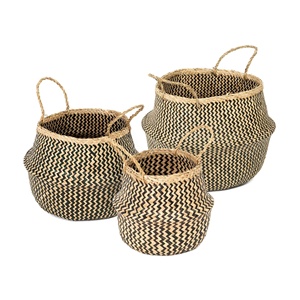 <b>Large</b> medium small seagrass foldable straw <b>basket</b> good price raffia belly <b>baskets</b> for laundry storage - Product Image 4