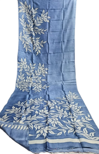 Sari bleu aqua à imprimé floral, tissu en soie pure Bishnupuri, pour femmes, Inde, Pakistan, Bangladesh, sari traditionnel - Product Image 4