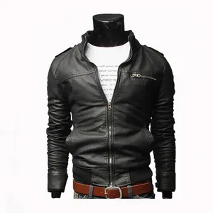 Chaqueta de Cuero Negra para Hombre, Manga Larga, Estilo Otoñal, Impermeable, Ignífuga, Cortavientos, 380g, Corte Clásico - Product Image 3