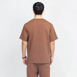 เสื้อยืดโอเวอร์ไซส์สีน้ำตาลสำหรับผู้ชาย ลายพิมพ์ด้านหน้า สไตล์ลำลอง แขนสั้น คอกลม ผ้าฝ้าย 100% ระบายอากาศได้ดี ทรงพอดีตัว - Product Image 5