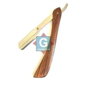 Maquinilla de Afeitar Dorada para Hombre, Mango de Madera, Acero Inoxidable, Maquinilla de Afeitar Profesional - Product Image 1