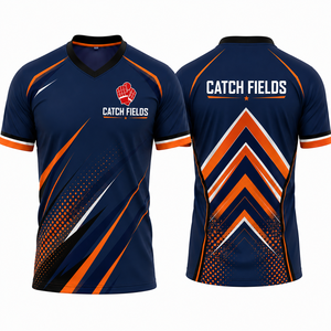 Camiseta de Fútbol Personalizada Catch Fields para Hombre, Cuello en V, Manga Corta, Poliéster que Absorbe la Humedad, Ropa Deportiva para Todas las Temporadas - Product Image 4
