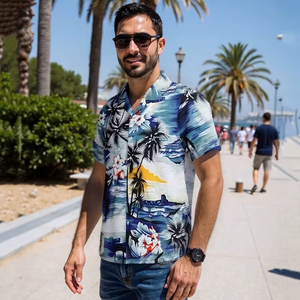 Chemise hawaïenne personnalisée avec logo pour homme, manches courtes, imprimé estival, chemise décontractée de plage - Product Image 6