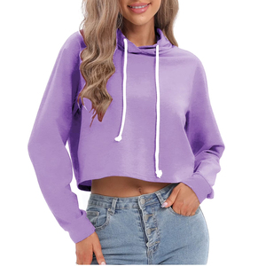 Sudadera Corta con Capucha para Mujer, Nueva Moda, 100% Algodón, Estilo Único, Personalizable OEM, Ropa para Mujer - Product Image 1