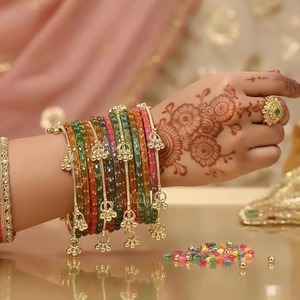 Party Wear Kashmiri Gungharoo <b>Bangles</b> Churian For Girls <b>Bangles</b> Bridal Chura Set Designer <b>Indian</b> Jewelry for Bride's Wedding - Product Image 3
