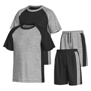 Conjunto Deportivo para Hombre, Camiseta y Pantalones Cortos con Bloques de Color, Cuello Redondo, Secado Rápido, Poliéster y Elastano, Ropa de Verano - Product Image 1