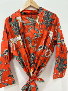 Kimono de Algodón 100%, Hermosos Kimonos, Kimono para Damas de Honor, Bata de Baño para Mujer, Kimono con Estampado Artesanal, Kimono de Regalo - Product Image 4