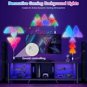 Pannelli LED RGB Triangolari da Parete, Set da 10 Luci Modulari Intelligenti con App e Telecomando, Sincronizzazione Musicale - Product Image 6