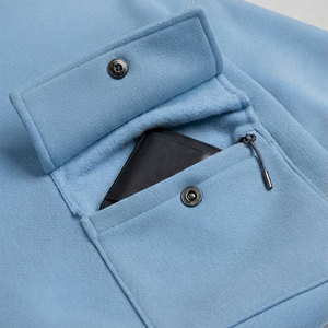 Sudadera con Capucha Azul Claro para Hombre, Color Sólido, Diseño Liso, Impresión Personalizada, Bolsillo Amplio, Sudadera Esencial, Servicio OEM - Product Image 3