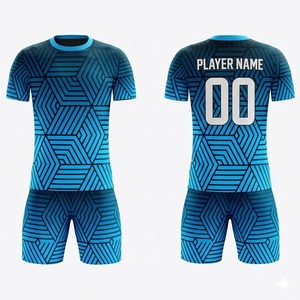 Vente en gros d'usine, ensemble complet personnalisé, maillot de football respirant en mesh/nylon/polyester, séchage rapide, logo et nom d'équipe personnalisés - Product Image 1