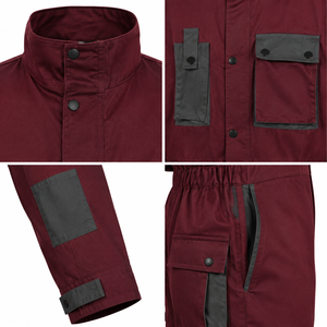 Combinaison de travail respirante pour hommes, personnalisable, avec bordures contrastées, multi-poches, en coton et polyester, pour la construction – Vente en gros - Product Image 4