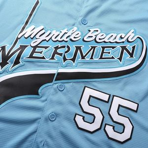 Maillots de Kenny Powers # Maillot de baseball boutonné Myrtle Beach Mermen pour homme – Maillot de baseball inspiré du film - Product Image 4