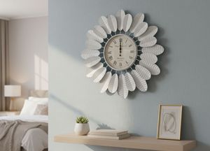 Elegant Round Floral <b>Wall</b> <b>Clock</b> with Roman Numeral Dial Decorative Home <b>Living</b> <b>Room</b> Accent <b>Clock</b> - Product Image 6