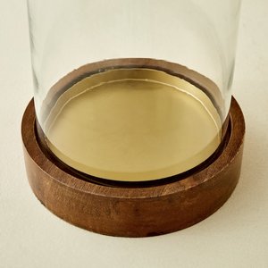 Lanterne à bougie en verre moderne avec base en bois, porte-bougie décoratif pour centre de table, idéal pour la maison et les mariages - Product Image 3