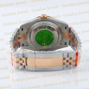 คอลเลคชั่นใหม่เครื่องทดสอบผ่านเพชรหน้าปัดสีน้ำตาล D VVS เพชรกรอบเพชรประดับสองสีนาฬิกาฮิปฮอป - Product Image 4