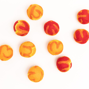 Handmade Child Round <b>Wool</b> Ball Orange Yellow Striped <b>Craft</b> Decoration - Product Image 2