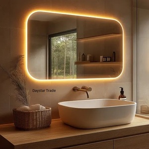 กระจกห้องน้ำติดผนังรูปวงรีทันสมัย Daystar Trade DST-AT-241 พร้อมไฟ LED ด้านหลังและไฟส่องสว่างรอบข้าง ระบบสัมผัส ไม่มีกรอบ - Product Image 1