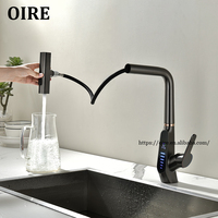 Robinet de cuisine rotatif à 360 degrés Smart Rainfall Robinet extractible de style moderne avec affichage de la température