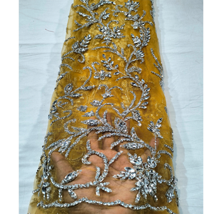 Celestial Sky Lace Fabric Gown Luxurious <b>Nigerian</b> Wear Crystal Stone Work Floral Design Ceremonial Bridal <b>Dress</b> 100% Polyester - Product Image 3