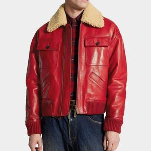 Chaqueta de cuero estilo streetwear con cuello de piel, color y diseño personalizados, chaqueta de cuero con cremallera completa, ropa de invierno, chaqueta corta de cuero - Product Image 1