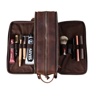 Vintage Genuine Leather for Bag Medium Size Zipper Closure Soft Handle Durable Cosmetic <b>Case</b> Letter Portable Foldable - Product Image 3