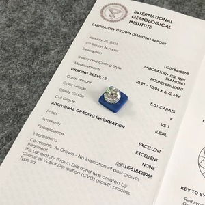 Diamante Cultivado en Laboratorio, Corte Brillante Redondo, 5.01CT, F VS1, Certificado IGI, Piedra Suelta para Joyería - Product Image 4