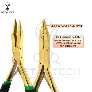 Juego de Pinzas para Remover Extensiones de Cabello de Acero Inoxidable Chapado en Oro, con Mandíbulas Rectas y Curvas, Abridor de Anillos Micro, Herramientas para Extensiones de Salón - Product Image 5