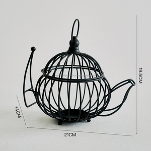 เชิงเทียนลวดเหล็กทรงหม้อโลหะรูปทรงเรขาคณิตเทียนสก์ท็อปเครื่องประดับโลหะ - Product Image 4
