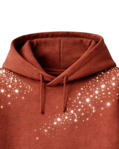 Sudadera con capucha para hombre, color naranja óxido, con pedrería, extragrande, de forro polar grueso, con bolsillo canguro, estilo streetwear personalizado, de fabricante - Product Image 4