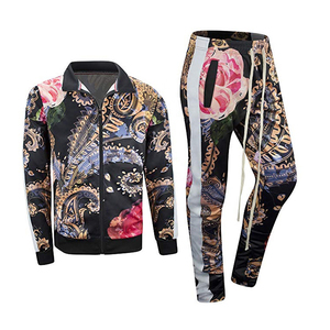Ensemble de survêtement pour homme personnalisé en polyester 100% imprimé pour l'hiver, sublimation, entraînement en salle de sport, jogging, veste zippée, survêtement de sport - Product Image 1