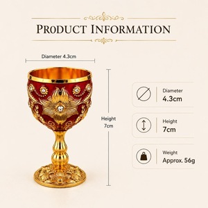 Elegant Gold Rimmed Metal <b>Goblet</b> With Floral Design Handmade <b>Wine</b> Glass For Wedding Occasion - Product Image 2