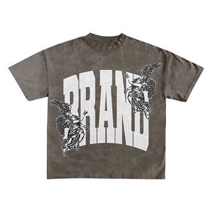 ผู้ผลิตเสื้อผ้า เสื้อยืดลำลองผ้าฝ้าย 100% พิมพ์ลายแบบรีดร้อน สีซีดแบบฟอกกรด กางเกงขาสั้น 2 ชิ้น สำหรับผู้ชาย - Product Image 5