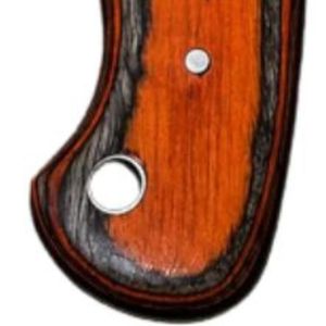 Cuchillo de Caza de Hoja Fija Damasco con Mango de Madera Bicolor Naranja y Negro, Forjado a Mano, para Camping y Supervivencia OEM - Product Image 2