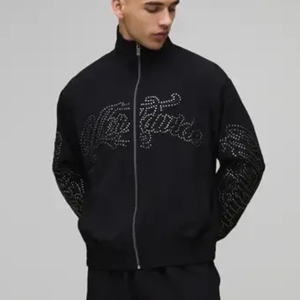 Conjunto Deportivo Personalizado con Logotipo, para Invierno, en Poliéster y Felpa, para Correr, Entrenar, con Chaqueta Cortavientos Elástica - Product Image 1