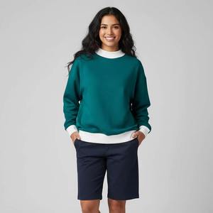 <b>Womens</b> <b>Yellow</b> Mockneck Sweatshirt Cotton Casual Pullover Stand Collar Long Sleeve Streetwear Regular Fit Wholesale OEM Custom - Product Image 5