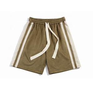 Alta calidad 94% poliéster 6% Spandex Faux Suede cintura elástica cordón rayas Casual Athleisure Bermudas para hombres - Product Image 4