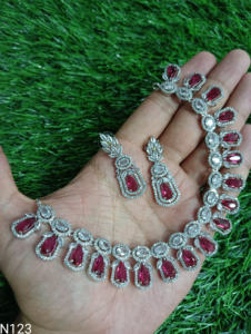 Conjunto de joyería nupcial de diamante americano clásico, collar y pendientes de dos piezas para boda, estilo clásico de moda - Product Image 2